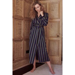 British Boxers Women's "Malachite Regimental" Cotton Satin Stripe Dressing Gown in Dark Blue Size: Small Dark Blue S British Boxers Women's "Malachite Regimental" Cotton Satin Stripe Dressing Gown in Dark Blue Size: Small Dark Blue S