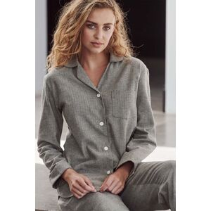 British Boxers Women's 'Whitby Jet' Herringbone Brushed Cotton Pyjama Set in Dark Grey Size: Small Dark Grey S British Boxers Women's 'Whitby Jet' Herringbone Brushed Cotton Pyjama Set in Dark Grey Size: Small Dark Grey S
