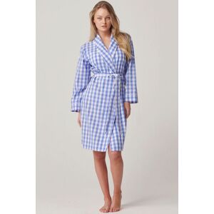 British Boxers Women's "Schoolhouse Blue" Gingham Crisp Cotton Mid-Length Dressing Gown in Light Blue Size: XL Light Blue XL British Boxers Women's "Schoolhouse Blue" Gingham Crisp Cotton Mid-Length Dressing Gown in Light Blue Size: XL Light Blue XL
