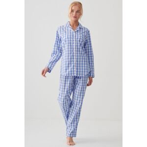 British Boxers Women's "Schoolhouse Blue" Gingham Crisp Cotton Pyjama Set in Light Blue Size: Large Light Blue L British Boxers Women's "Schoolhouse Blue" Gingham Crisp Cotton Pyjama Set in Light Blue Size: Large Light Blue L
