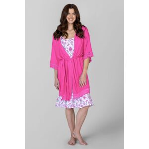 Enorsia Women's Soft Touch Viscose Lace Trim Robe in Pink Size: 8 Pink 8 Enorsia Women's Soft Touch Viscose Lace Trim Robe in Pink Size: 8 Pink 8