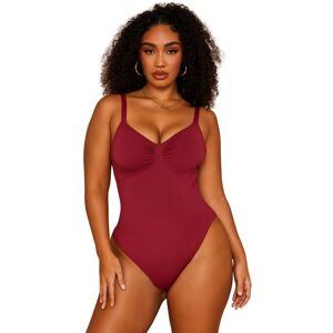 GWB Shapewear Women's Dark Red Seamless Tummy Control Shapewear Bodysuit Size: 6-8 Dark Red 6-8 GWB Shapewear Women's Dark Red Seamless Tummy Control Shapewear Bodysuit Size: 6-8 Dark Red 6-8