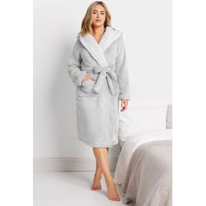 M&Co Women's Contrast Shawl Collar Fleece Dressing Gown in Grey Size: 22-24 Grey 22-24 M&Co Women's Contrast Shawl Collar Fleece Dressing Gown in Grey Size: 22-24 Grey 22-24