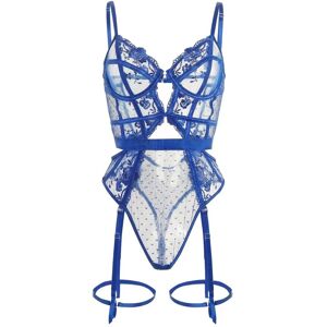 Little Nooks Women's Evangeline Lace Garter Bodysuit in Blue Size: Medium Blue M Little Nooks Women's Evangeline Lace Garter Bodysuit in Blue Size: Medium Blue M