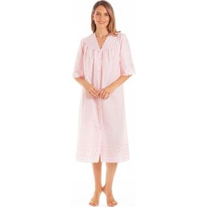 Lady Olga Women's British Made Embroidery Anglaise Button Front Cotton Mix Nightdress in Pink Size: 14-16 Pink 14-16 Lady Olga Women's British Made Embroidery Anglaise Button Front Cotton Mix Nightdress in Pink Size: 14-16 Pink 14-16