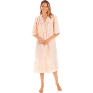 Lady Olga Women's British Made Embroidery Anglaise Button Front Cotton Mix Nightdress in Peach Size: 10-12 Peach 10-12 Lady Olga Women's British Made Embroidery Anglaise Button Front Cotton Mix Nightdress in Peach Size: 10-12 Peach 10-12