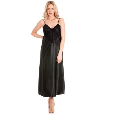Lady Olga Women's English Made Long Nightdress with Deep Lace Detail in Black Size: 18-20 Black 18-20 Lady Olga Women's English Made Long Nightdress with Deep Lace Detail in Black Size: 18-20 Black 18-20