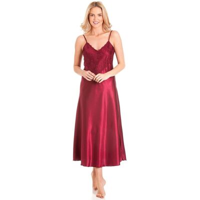 Lady Olga Women's English Made Long Nightdress with Deep Lace Detail in Burgundy Size: 8-10 Burgundy 8-10 Lady Olga Women's English Made Long Nightdress with Deep Lace Detail in Burgundy Size: 8-10 Burgundy 8-10