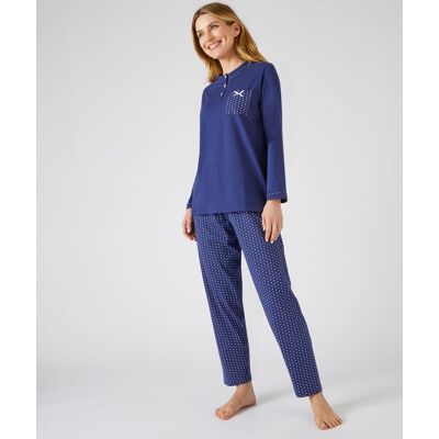Damart Women's Cosy Pull-On Cotton Pyjamas For Comfortable Sleepwear in Midnight Size: Large Midnight L Damart Women's Cosy Pull-On Cotton Pyjamas For Comfortable Sleepwear in Midnight Size: Large Midnight L