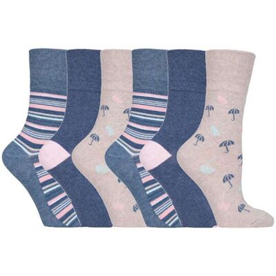 SOCKSHOP Gentle Grip Women's 6 Pack Non Elastic Loose Top Patterned Cotton Rich Socks in Pale Blue Size: 4-8 Pale Blue 4-8 SOCKSHOP Gentle Grip Women's 6 Pack Non Elastic Loose Top Patterned Cotton Rich Socks in Pale Blue Size: 4-8 Pale Blue 4-8