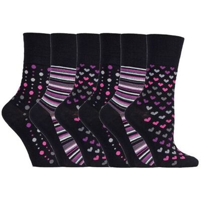 SOCKSHOP Gentle Grip Women's 6 Pack Non Elastic Loose Top Bamboo Socks in True Black Size: 4-8 True Black 4-8 SOCKSHOP Gentle Grip Women's 6 Pack Non Elastic Loose Top Bamboo Socks in True Black Size: 4-8 True Black 4-8