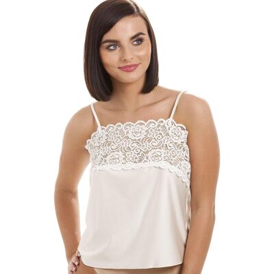 Camille Women's Luxury Satin Feel Lace Trim Camisole in Ivory Size: 12 Ivory 12 Camille Women's Luxury Satin Feel Lace Trim Camisole in Ivory Size: 12 Ivory 12