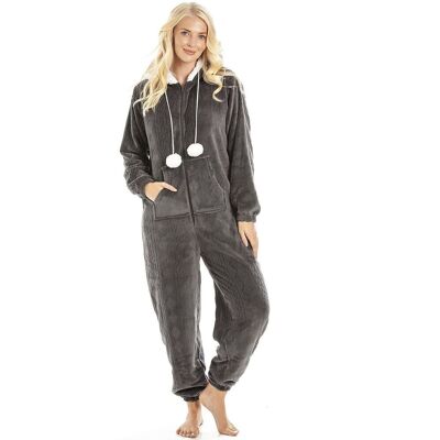 Camille Women's Supersoft Hooded Onesie in Charcoal Size: 10-12 Charcoal 10-12 Camille Women's Supersoft Hooded Onesie in Charcoal Size: 10-12 Charcoal 10-12