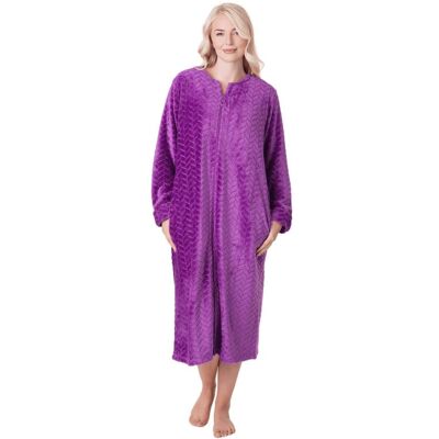 Camille Women's Supersoft Zip Front Embossed Housecoat in Purple Size: 22-24 Purple 22-24 Camille Women's Supersoft Zip Front Embossed Housecoat in Purple Size: 22-24 Purple 22-24