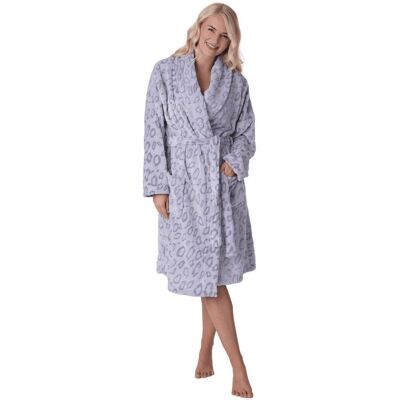 Camille Women's Luxurious Supersoft Printed Bathrobe in Grey Size: 14-16 Grey 14-16 Camille Women's Luxurious Supersoft Printed Bathrobe in Grey Size: 14-16 Grey 14-16