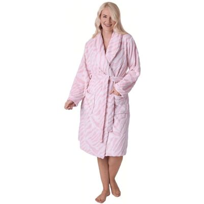 Camille Women's Luxurious Supersoft Printed Bathrobe in Pink Size: 14-16 Pink 14-16 Camille Women's Luxurious Supersoft Printed Bathrobe in Pink Size: 14-16 Pink 14-16