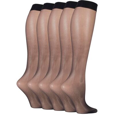 SOCKSHOP Women's 5 Pair 15 Denier Knee Highs in Black Size: 4-8 Black 4-8 SOCKSHOP Women's 5 Pair 15 Denier Knee Highs in Black Size: 4-8 Black 4-8