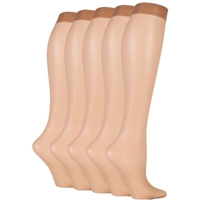 SOCKSHOP Women's 5 Pair 15 Denier Knee Highs in Nude Size: 4-8 Nude 4-8 SOCKSHOP Women's 5 Pair 15 Denier Knee Highs in Nude Size: 4-8 Nude 4-8