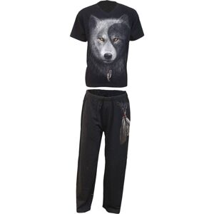 Spiral Men's WOLF CHI - 4pc Gothic Pyjama Set in Black Size: Small Black S Spiral Men's WOLF CHI - 4pc Gothic Pyjama Set in Black Size: Small Black S