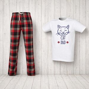 60 SECOND MAKEOVER Men's Cat Dad Tartan Pyjama Set in Red Size: Large Red L 60 SECOND MAKEOVER Men's Cat Dad Tartan Pyjama Set in Red Size: Large Red L