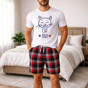 60 SECOND MAKEOVER Men's Cat Dad Tartan Short Pyjama Set in Red Size: XS Red XS 60 SECOND MAKEOVER Men's Cat Dad Tartan Short Pyjama Set in Red Size: XS Red XS