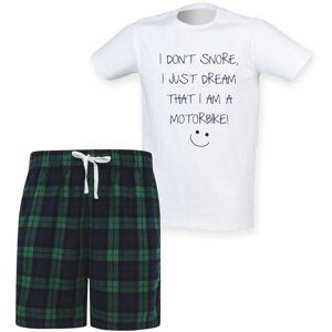 60 SECOND MAKEOVER Men's I Don't Snore I Just Dream I'm A Motorbike Tartan Short Pyjama Set in Green Size: Medium Green M 60 SECOND MAKEOVER Men's I Don't Snore I Just Dream I'm A Motorbike Tartan Short Pyjama Set in Green Size: Medium Green M