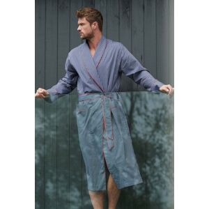 British Boxers Men's "Winchester" Stripe Crisp Cotton Dressing Gown in Navy Size: Large Navy L British Boxers Men's "Winchester" Stripe Crisp Cotton Dressing Gown in Navy Size: Large Navy L