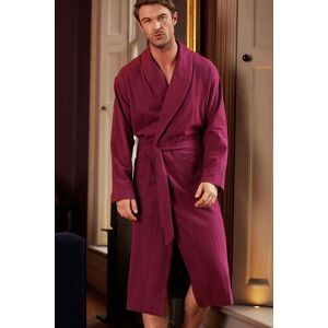 British Boxers Men's 'Cahors' Herringbone Brushed Cotton Dressing Gown in Burgundy Size: XL Burgundy XL British Boxers Men's 'Cahors' Herringbone Brushed Cotton Dressing Gown in Burgundy Size: XL Burgundy XL