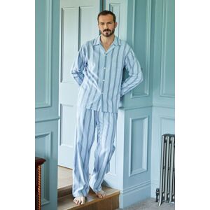 British Boxers Men's "Brighton Blue" Stripe Brushed Cotton Pyjama Set in Light Blue Size: 2XL Light Blue 2XL British Boxers Men's "Brighton Blue" Stripe Brushed Cotton Pyjama Set in Light Blue Size: 2XL Light Blue 2XL
