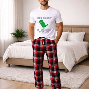 60 SECOND MAKEOVER Men's Councillor Dinosaur Tartan Pyjama Set in Red Size: XL Red XL 60 SECOND MAKEOVER Men's Councillor Dinosaur Tartan Pyjama Set in Red Size: XL Red XL