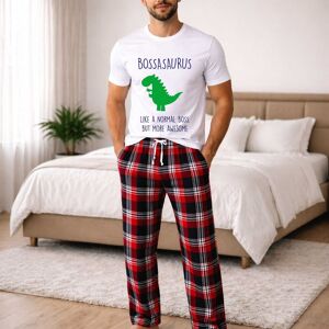 60 SECOND MAKEOVER Men's Boss Dinosaur Tartan Pyjama Set in Red Size: 2XL Red 2XL 60 SECOND MAKEOVER Men's Boss Dinosaur Tartan Pyjama Set in Red Size: 2XL Red 2XL