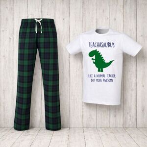 60 SECOND MAKEOVER Men's Teacher Dinosaur Tartan Pyjama Set in Green Size: Large Green L 60 SECOND MAKEOVER Men's Teacher Dinosaur Tartan Pyjama Set in Green Size: Large Green L
