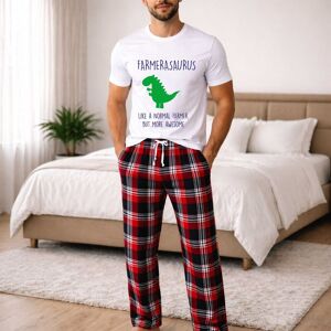 60 SECOND MAKEOVER Men's Farmer Dinosaur Tartan Pyjama Set in Red Size: 2XL Red 2XL 60 SECOND MAKEOVER Men's Farmer Dinosaur Tartan Pyjama Set in Red Size: 2XL Red 2XL