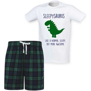 60 SECOND MAKEOVER Men's Sleepy Dinosaur Tartan Pyjama Set in Green Size: XL Green XL 60 SECOND MAKEOVER Men's Sleepy Dinosaur Tartan Pyjama Set in Green Size: XL Green XL