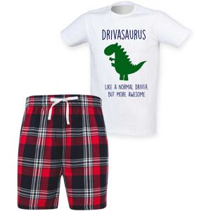 60 SECOND MAKEOVER Men's Driver Dinosaur Tartan Pyjama Set in Red Size: Large Red L 60 SECOND MAKEOVER Men's Driver Dinosaur Tartan Pyjama Set in Red Size: Large Red L