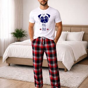 60 SECOND MAKEOVER Men's Pug Dad Tartan Pyjama Set in Red Size: Large Red L 60 SECOND MAKEOVER Men's Pug Dad Tartan Pyjama Set in Red Size: Large Red L