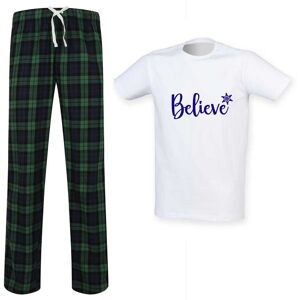 60 SECOND MAKEOVER Men's Believe Christmas Tartan Pyjama Set in Green Size: Large Green L 60 SECOND MAKEOVER Men's Believe Christmas Tartan Pyjama Set in Green Size: Large Green L