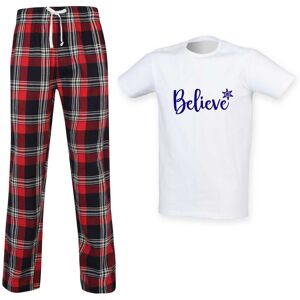 60 SECOND MAKEOVER Men's Believe Christmas Tartan Pyjama Set in Red Size: XL Red XL 60 SECOND MAKEOVER Men's Believe Christmas Tartan Pyjama Set in Red Size: XL Red XL