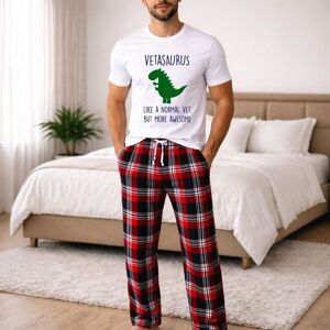 60 SECOND MAKEOVER Men's Vet Dinosaur Tartan Pyjama Set in Red Size: XL Red XL 60 SECOND MAKEOVER Men's Vet Dinosaur Tartan Pyjama Set in Red Size: XL Red XL