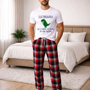 60 SECOND MAKEOVER Men's Electrician Dinosaur Tartan Pyjama Set in Red Size: 2XL Red 2XL 60 SECOND MAKEOVER Men's Electrician Dinosaur Tartan Pyjama Set in Red Size: 2XL Red 2XL