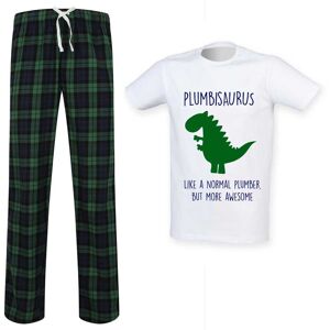 60 SECOND MAKEOVER Men's Plumber Dinosaur Tartan Pyjama Set in Green Size: Large Green L 60 SECOND MAKEOVER Men's Plumber Dinosaur Tartan Pyjama Set in Green Size: Large Green L