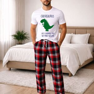 60 SECOND MAKEOVER Men's Chef Dinosaur Tartan Pyjama Set in Red Size: Small Red S 60 SECOND MAKEOVER Men's Chef Dinosaur Tartan Pyjama Set in Red Size: Small Red S