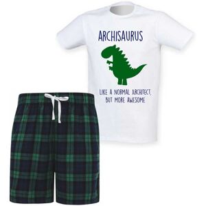 60 SECOND MAKEOVER Men's Architectsaurus Architect Dinosaur Tartan Pyjama Set in Green Size: XL Green XL 60 SECOND MAKEOVER Men's Architectsaurus Architect Dinosaur Tartan Pyjama Set in Green Size: XL Green XL
