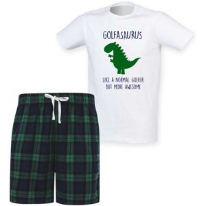 60 SECOND MAKEOVER Men's Golfersaurus Golfer Dinosaur Tartan Pyjama Set in Green Size: Large Green L 60 SECOND MAKEOVER Men's Golfersaurus Golfer Dinosaur Tartan Pyjama Set in Green Size: Large Green L