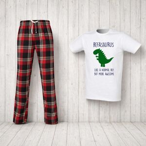 60 SECOND MAKEOVER Men's Refsaurus Ref Dinosaur Tartan Pyjama Set in Red Size: Large Red L 60 SECOND MAKEOVER Men's Refsaurus Ref Dinosaur Tartan Pyjama Set in Red Size: Large Red L