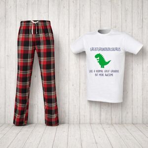 60 SECOND MAKEOVER Men's Greatgrandadsaurus Great Grandad Dinosaur Tartan Pyjama Set in Red Size: Large Red L 60 SECOND MAKEOVER Men's Greatgrandadsaurus Great Grandad Dinosaur Tartan Pyjama Set in Red Size: Large Red L