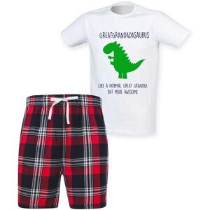 60 SECOND MAKEOVER Men's Greatgrandadsaurus Great Grandad Dinosaur Tartan Pyjama Set in Red Size: Large Red L 60 SECOND MAKEOVER Men's Greatgrandadsaurus Great Grandad Dinosaur Tartan Pyjama Set in Red Size: Large Red L