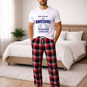 60 SECOND MAKEOVER Men's This Is What An Awesome Manager Looks Like Tartan Pyjama Set in Red Size: Large Red L 60 SECOND MAKEOVER Men's This Is What An Awesome Manager Looks Like Tartan Pyjama Set in Red Size: Large Red L