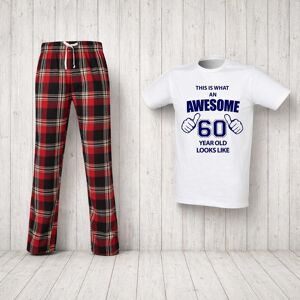 60 SECOND MAKEOVER Men's This Is What An Awesome 60 Year Old Looks Like Tartan Pyjama Set in Red Size: Large Red L 60 SECOND MAKEOVER Men's This Is What An Awesome 60 Year Old Looks Like Tartan Pyjama Set in Red Size: Large Red L