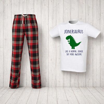 60 SECOND MAKEOVER Men's Joiner Dinosaur Tartan Pyjama Set in Red Size: Large Red L 60 SECOND MAKEOVER Men's Joiner Dinosaur Tartan Pyjama Set in Red Size: Large Red L